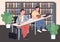 Classroom, library flat color vector illustration