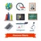 Classroom objects colourful flat icon set