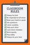 Classroom rules poster. Clipboard over orange