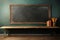 In the classroom, an unused blackboard invites learning opportunities