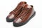 Classsic elegant pair of brown leather sneakers