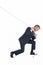 Classy businessman pulling a rope