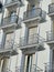 Classy details on old-fashioned renaissance facade downtown Madrid, Spain. Vertical photo