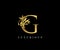 Classy Golden G Letter Floral logo. Vintage drawn emblem for book design, weeding card, label, business card, Restaurant, Boutique