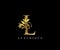 Classy Golden L Letter Floral logo. Vintage drawn emblem for book design, weeding card, label, business card, Restaurant, Boutique