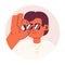 Classy hispanic man adjusting sunglasses 2D vector avatar illustration