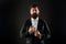 Classy is more stylish. Stylish groom black background. Bearded man in formal stylish look. Fashion and style. Prom and