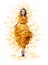 Classy Shiny Woman in Modern Yellow Vernal Dress