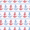 Classy stripe anchor with rope seamless vector pattern. Hand drawn ocean sailing regatta stripes. All over print for nautical