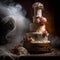 Classy wedding cake on the table in close-up