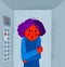 Claustrophobia fear of closed space and no escape vector illustration, girl is closed in elevator