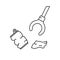 Claw grip with trash. Cleaning streets and nature of garbage. Linear icon of save planet, green theme. Black simple illustration.