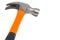 A claw hammer with black and orange handle