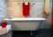 Clawfoot tub in bathroom. Spa setting.