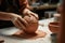 Clay Being Molded Into A Sphere. Generative AI