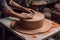 Clay Being Shaped Into A Coil. Generative AI