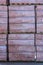 Clay brick\'s pallet at the storage yard. pallets with bricks in the building store. Racks with brick. Masonry, stonework.