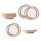 Clay ceramic plates. Cup, saucer. Kitchenware. Household utensils, comfort. Isolated vector