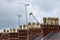 Clay chimney pots on rooftops