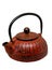 clay Chinese teapot with beautiful traditional ornaments on white background