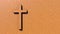 Clay christian cross on an argil background. 3d illustration metaphor for God, Christ, Christianity