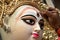 Clay image making,Clay artist,painting eye, Goddess Saraswati ,Kumartuli,Clay image hub,Kolkata,India