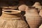 Clay jars at the rural arabic market