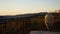 Clay jug for winemaking at sunset. Autumn evening near Vrh and Lake Butoniga