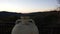 Clay jug for winemaking at sunset. Autumn evening near Vrh and Lake Butoniga