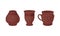 Clay Kitchenware and Ceramic Vessel with Pot and Mug Vector Set