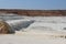 Clay mining. Beautiful background of white clay.