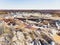 Clay Open Quarry Mars Landscape with Orange Water. Abandoned Rock Texture Old Porcelain Pit Mine in Ural. Erosion Crack