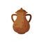 Clay pot. Copper jug. Brown antique tableware