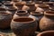 Clay Pots With Intricate Patterns And Designs. Generative AI