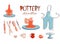 Clay Pottery Workshop Studio icons set doodle style
