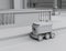 Clay rendering of self-driving delivery robot moving on the street