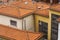 Clay rooftops forming shapes at O Porto, Portugal