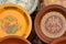 Clay Tajines for sale in a market stall, Morocco