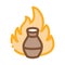 Clay vase on fire icon vector outline illustration