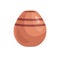 Clay vase with narrow neck. Brown earthen vessel. Pottery object. Realistic empty pot. Colored flat cartoon vector