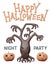 Clay vector of scary tree and Halloween pumpkins