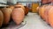 Clay vessels for wine fermentation in winery