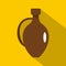 Clay wine jug icon, flat style
