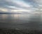 Clean background seaside twilight reflections in the calm water