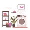 Clean Bathroom Decoration Laundry Washing Machine House Interior Flat Design