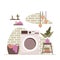 Clean Bathroom Decoration Laundry Washing Machine House Interior Flat Design