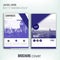 Clean brochure cover template with blured duotone city landscape and triangular shapes. Blue Corporate identity