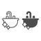 Clean ceramic sink line and solid icon, Hygiene routine concept, washbasin sign on white background, Bathroom sink icon