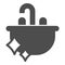 Clean ceramic sink solid icon, Hygiene routine concept, washbasin sign on white background, Bathroom sink icon in glyph