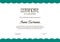 Clean certificate of accomplishment with green blue circles on the white background. Geometrical layout with sample text for